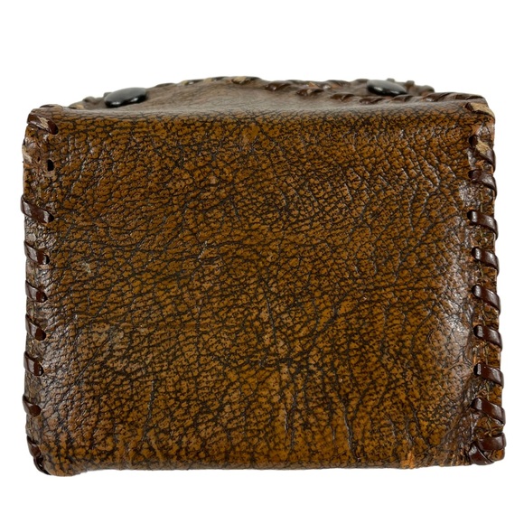 Vintage Handmade Leather Two Compartment Mini Small Pocket Wallet Snap Close VTG - Picture 9 of 11